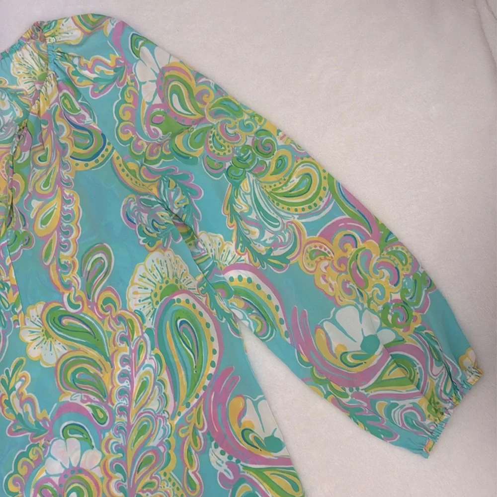 Lilly Pulitzer | Sarabeth 3/4 Sleeve Silk Blouse Double Trouble 91852 (S) - Picture 6 of 16